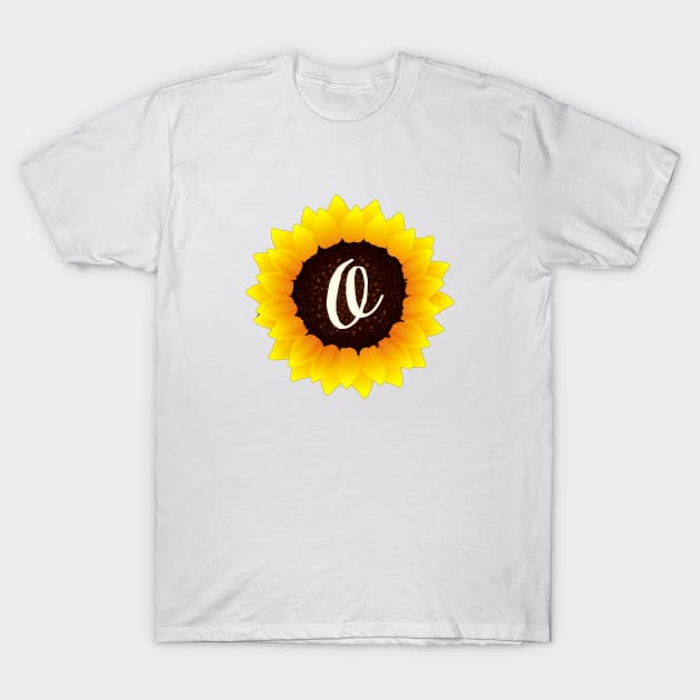 Floral Monogram O Bright Yellow Sunflower T-Shirt by floralmonogram